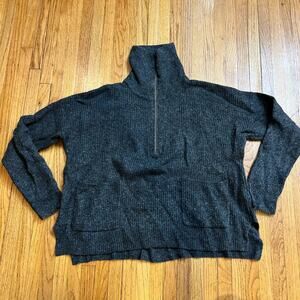 MADEWELL Sweater Womens Medium Gray Glenbrook Half Zip Pullover Wool Blend NB393